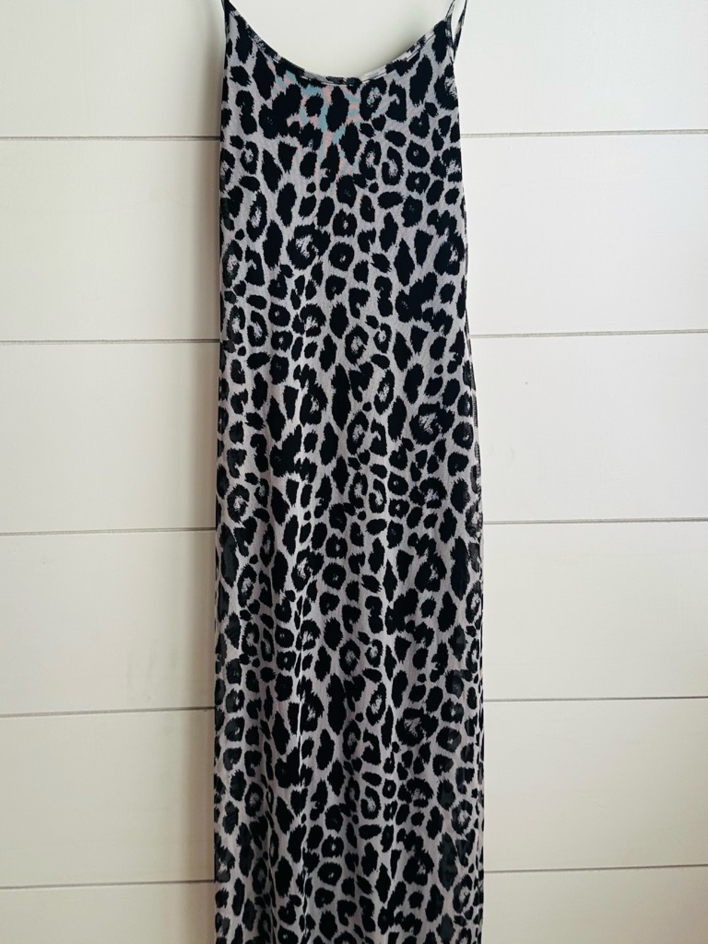 See You Monday Black & White Leopard Maxi Slip Dress